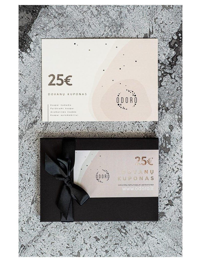 25 EUR vertės popierinis dovanų kuponas