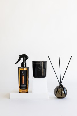 Ambra | MOOD rinkinys | Namų kvapas + purškiamas kvapas + žvakė